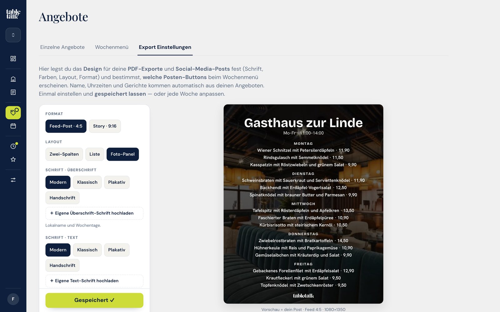 Portal: Design für Feed-Post und Story festlegen